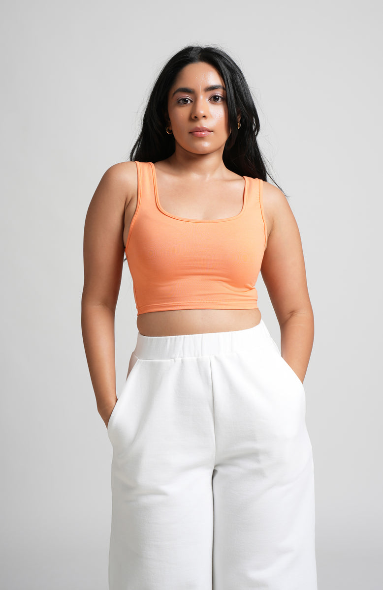 Tops, Premium Rib Scoop Neck Crop Top