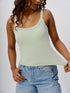 Padded Ribbed Thin Strap Tank