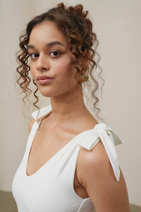 V Neck Top With Bow Straps