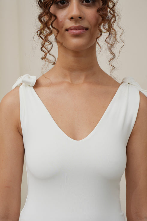 V Neck Top With Bow Straps