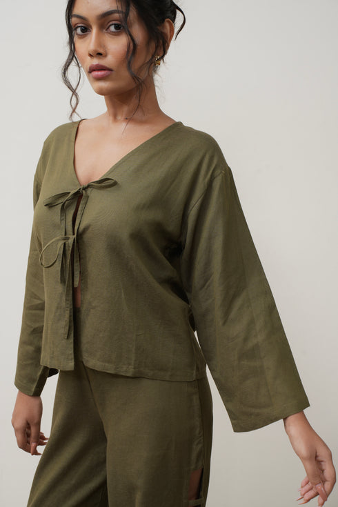 Linen Tie Up Top