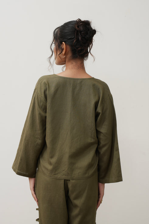 Linen Tie Up Top