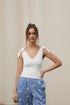 V Neck Top With Bow Straps