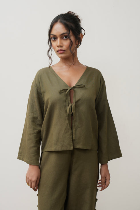 Linen Tie Up Top