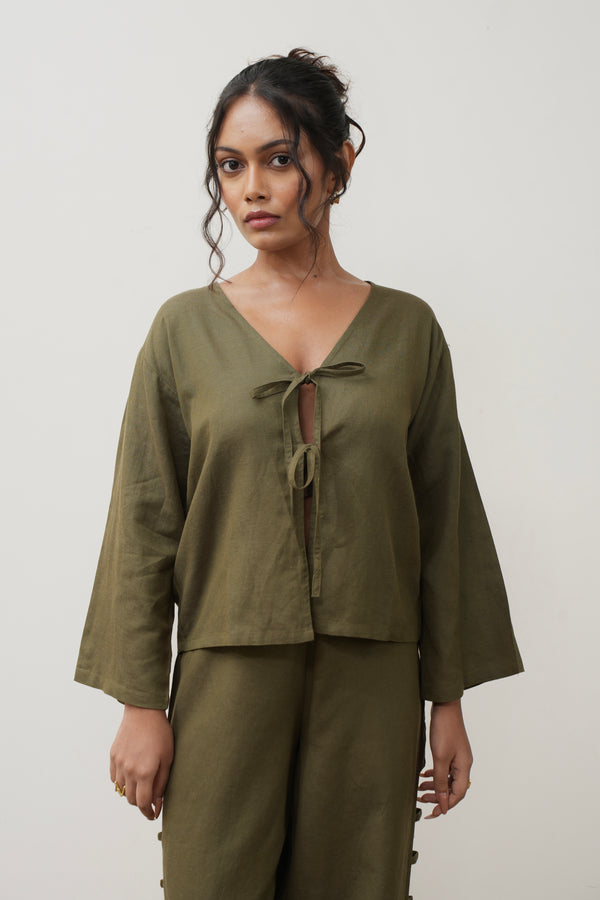 Linen Tie Up Top