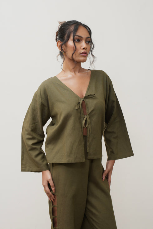 Linen Tie Up Top
